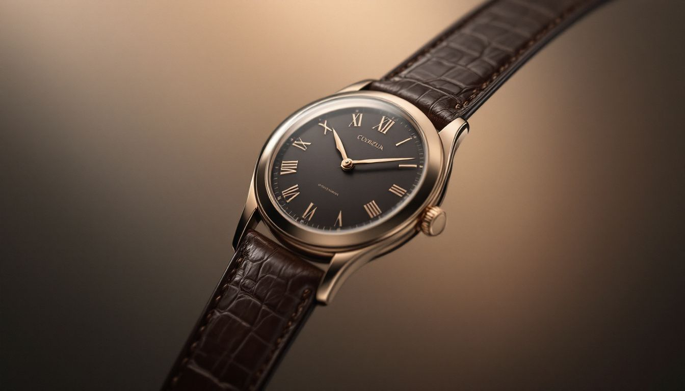 A stylish leather strap watch showcasing its elegance.