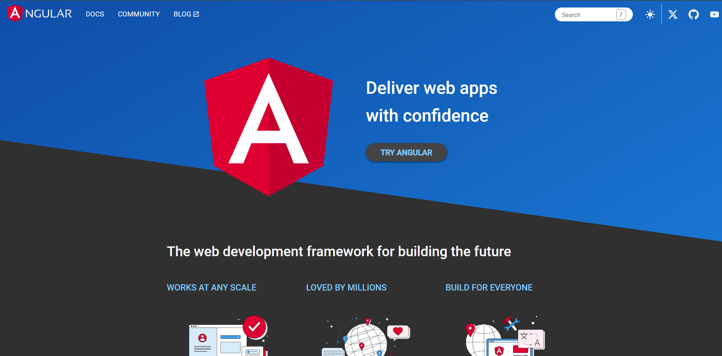 Angular framework for Web app developers to create progressive web applications such as native apps with javascript code