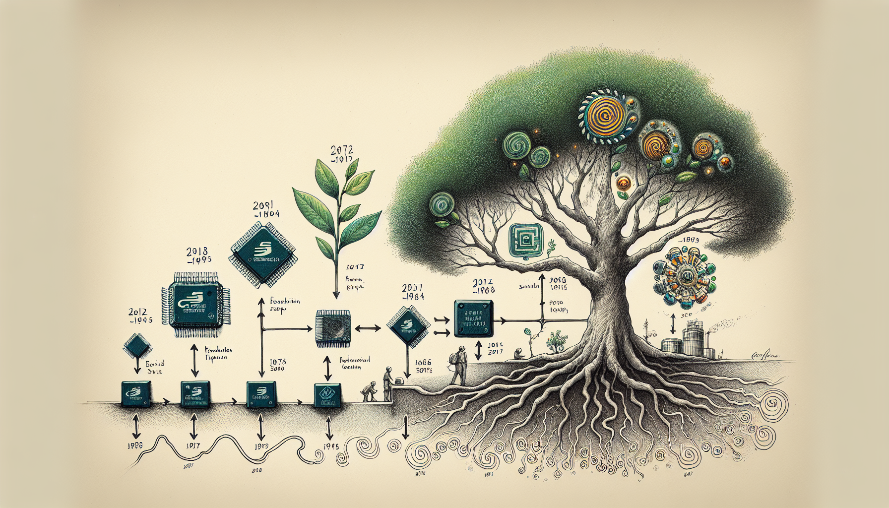 Illustration of Cypress Semiconductor's milestones