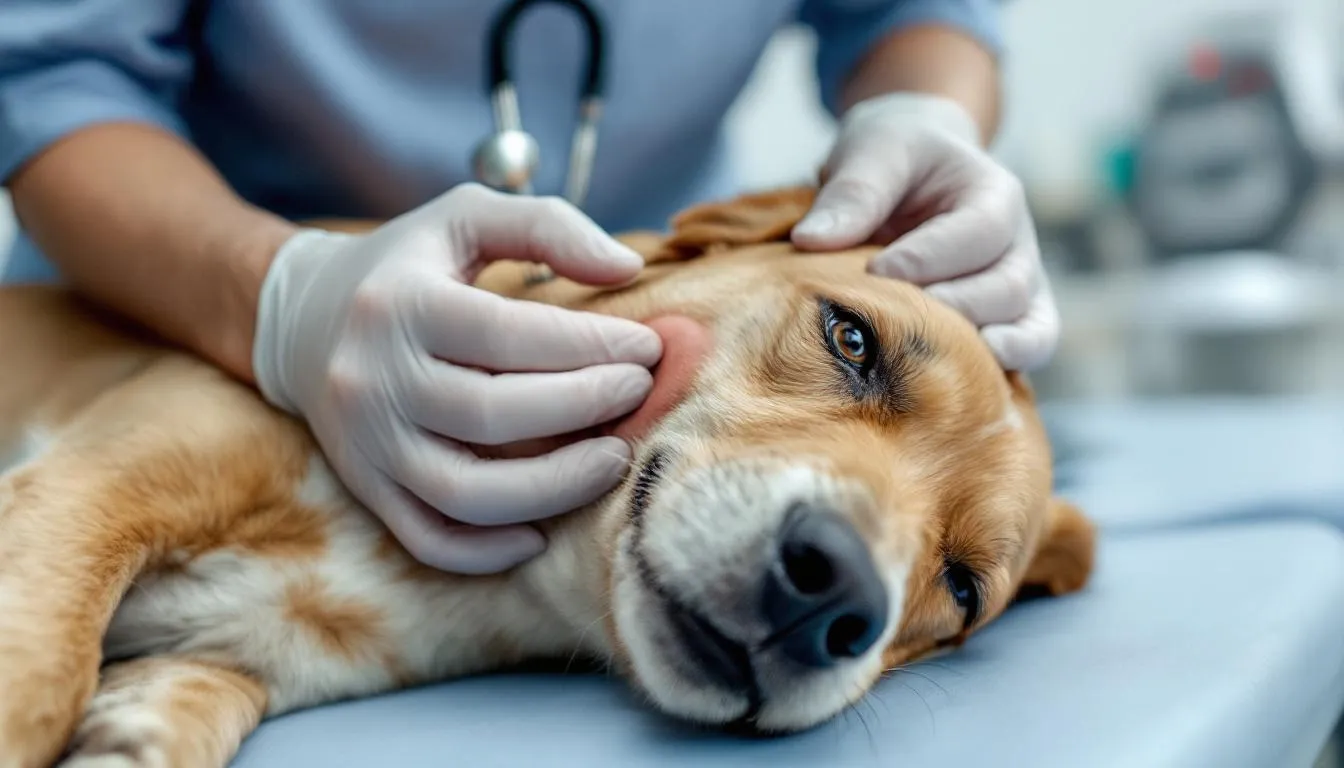 In this close-up image, a veterinarian