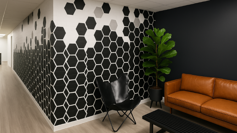 Vinyl wall wrap in an office wall in clean and convenient way