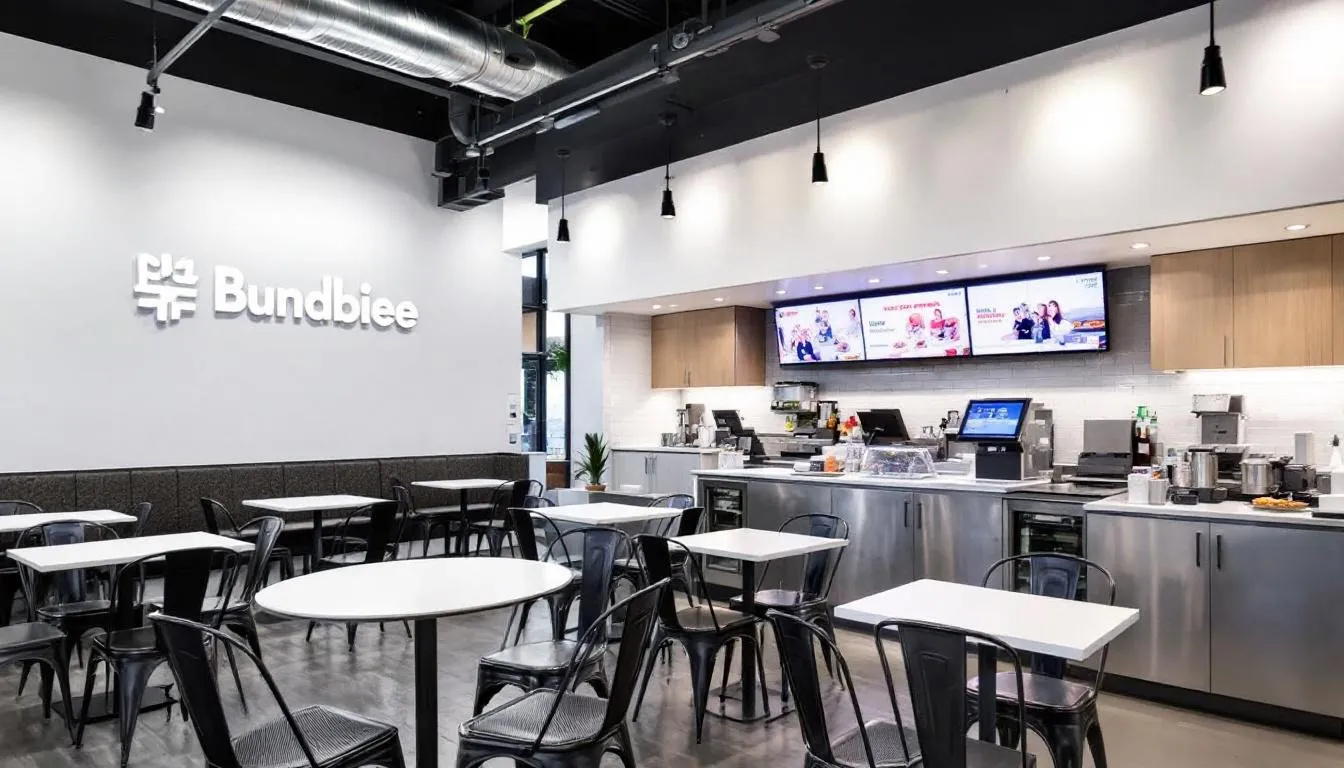 Na zdjęciu widać nowoczesny lokal franczyzowy, który wyróżnia się eleganckim wystrojem i przyjaznym środowiskiem. To doskonały pomysł na biznes, idealny do rozpoczęcia własnej działalności w dynamicznie rozwijającym się świecie biznesu.