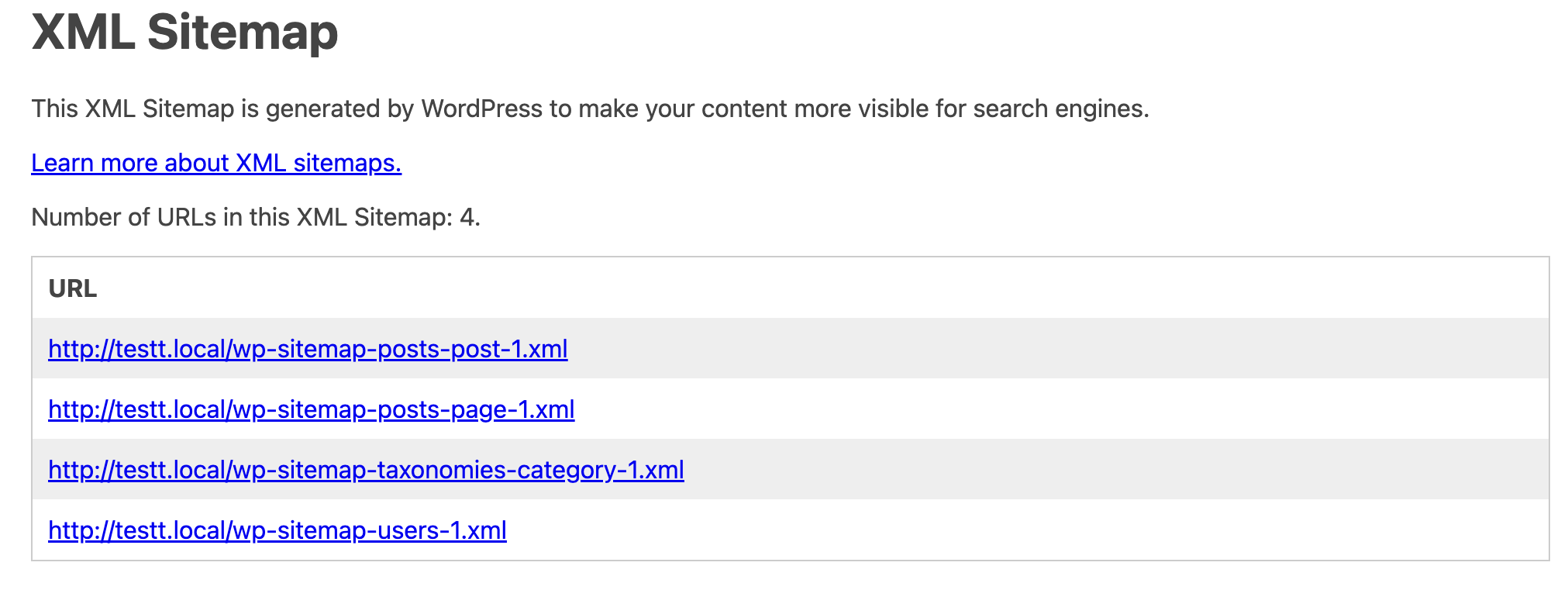 WordPress XML sitemap