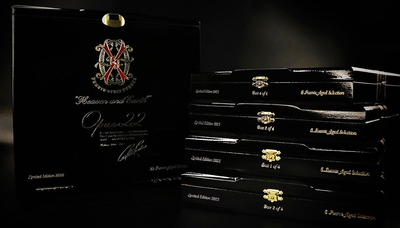 A limited edition collector's box filled with premium cigars.