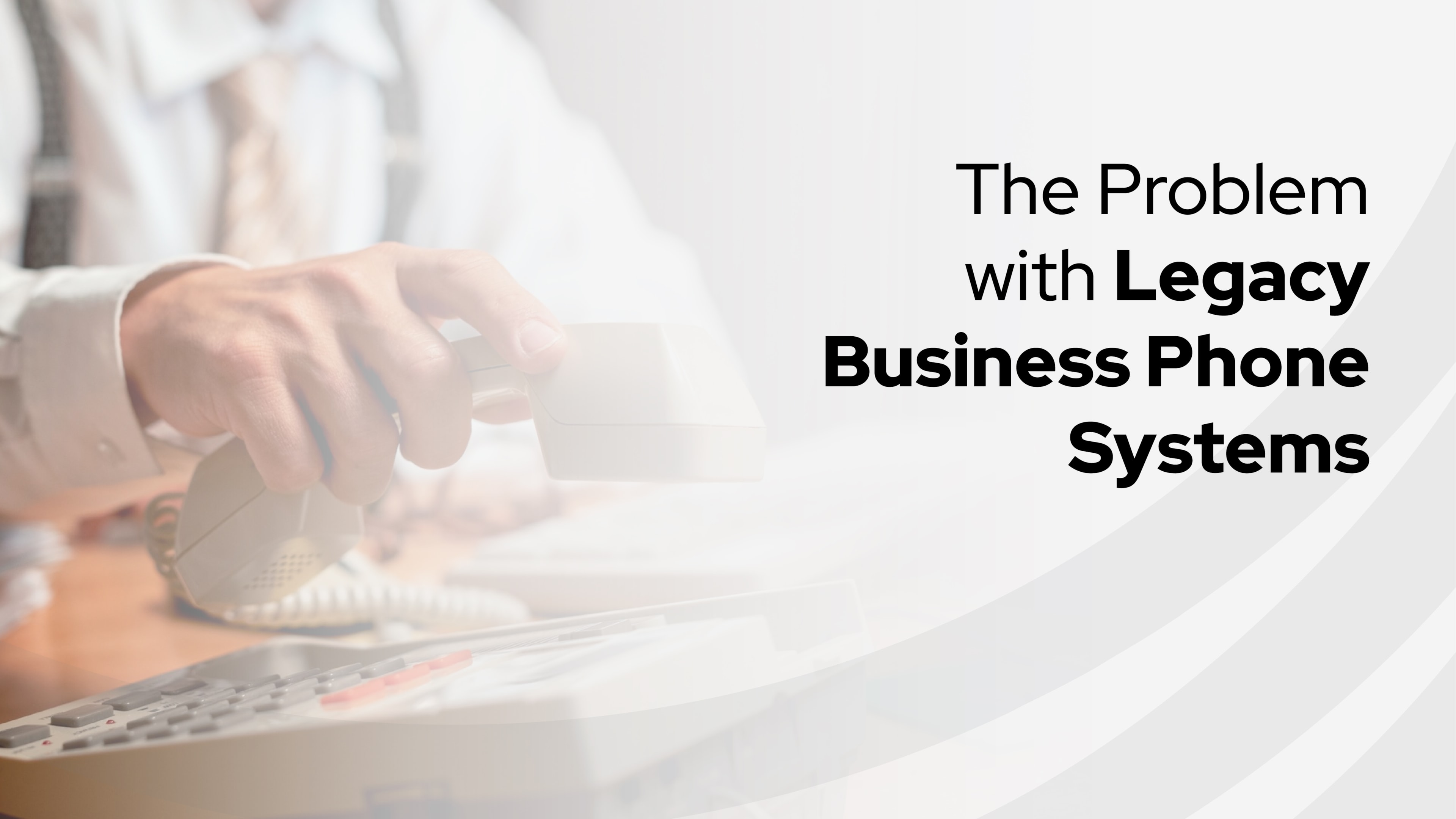 A person using outdated communication tools looking frustrated by the lack of call recording and other advanced features.