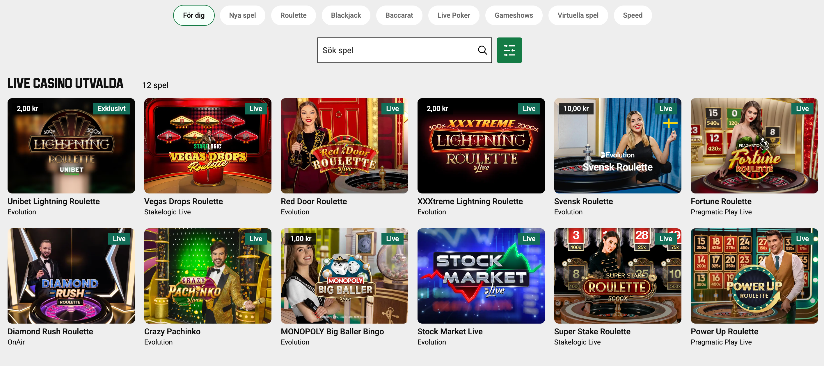 populära spel i casinot