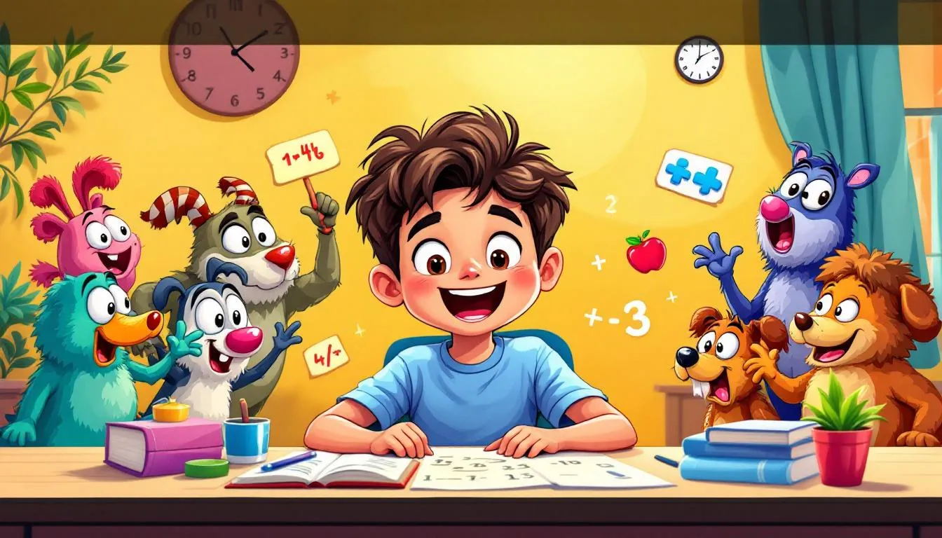 A child confidently solving math problems using mental math skills.