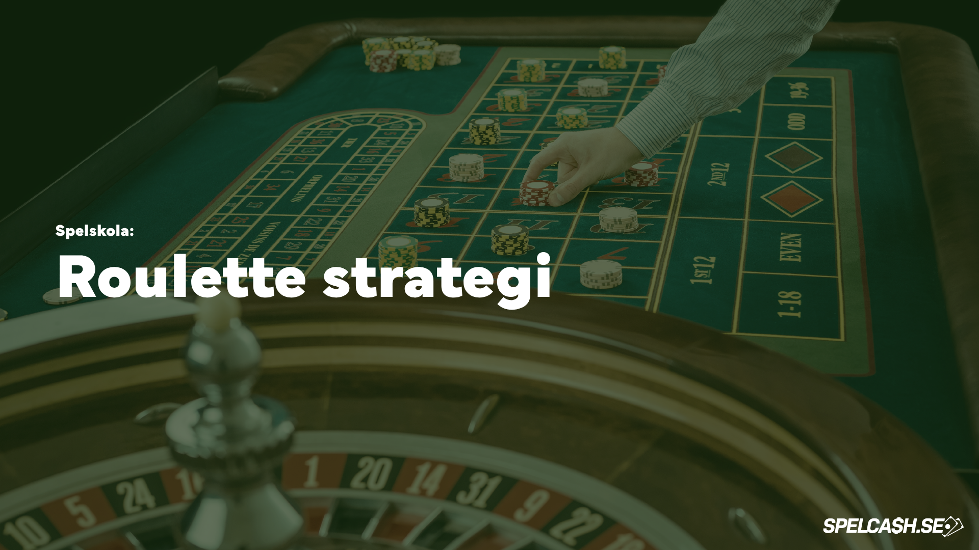 Spelskola om roulette strategi med roulettebord, marker och spelare som placerar en satsning.