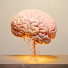 Human brain with traumatic brain injury