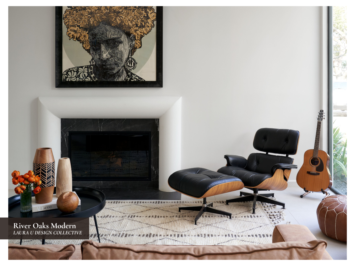 the living room in our River Oaks Modern project