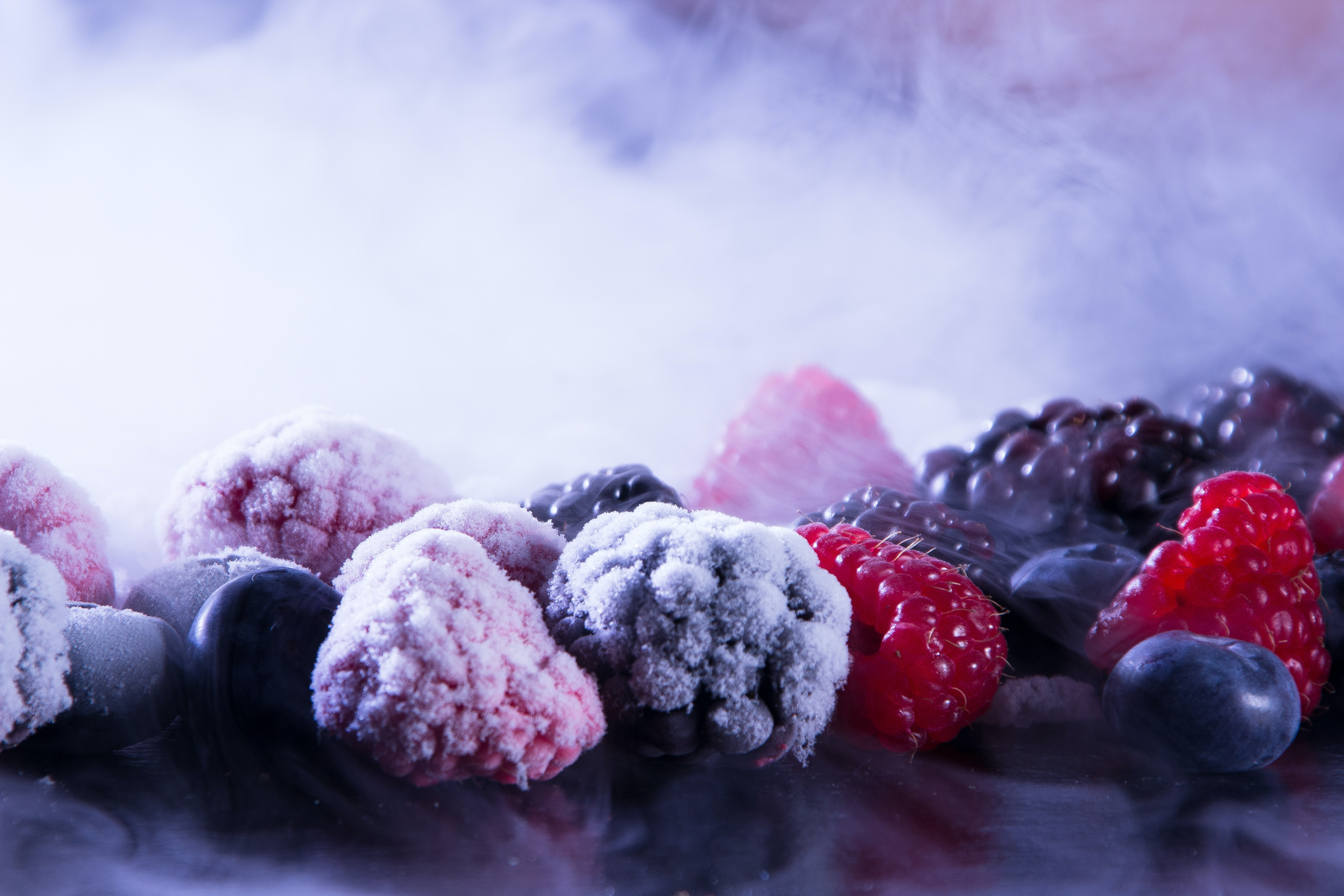 Frozen berries primed for the freeze-drying process.