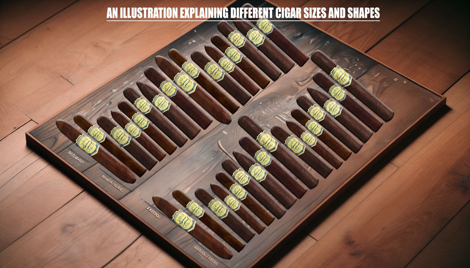 An illustration explaining different cigar sizes and shapes.