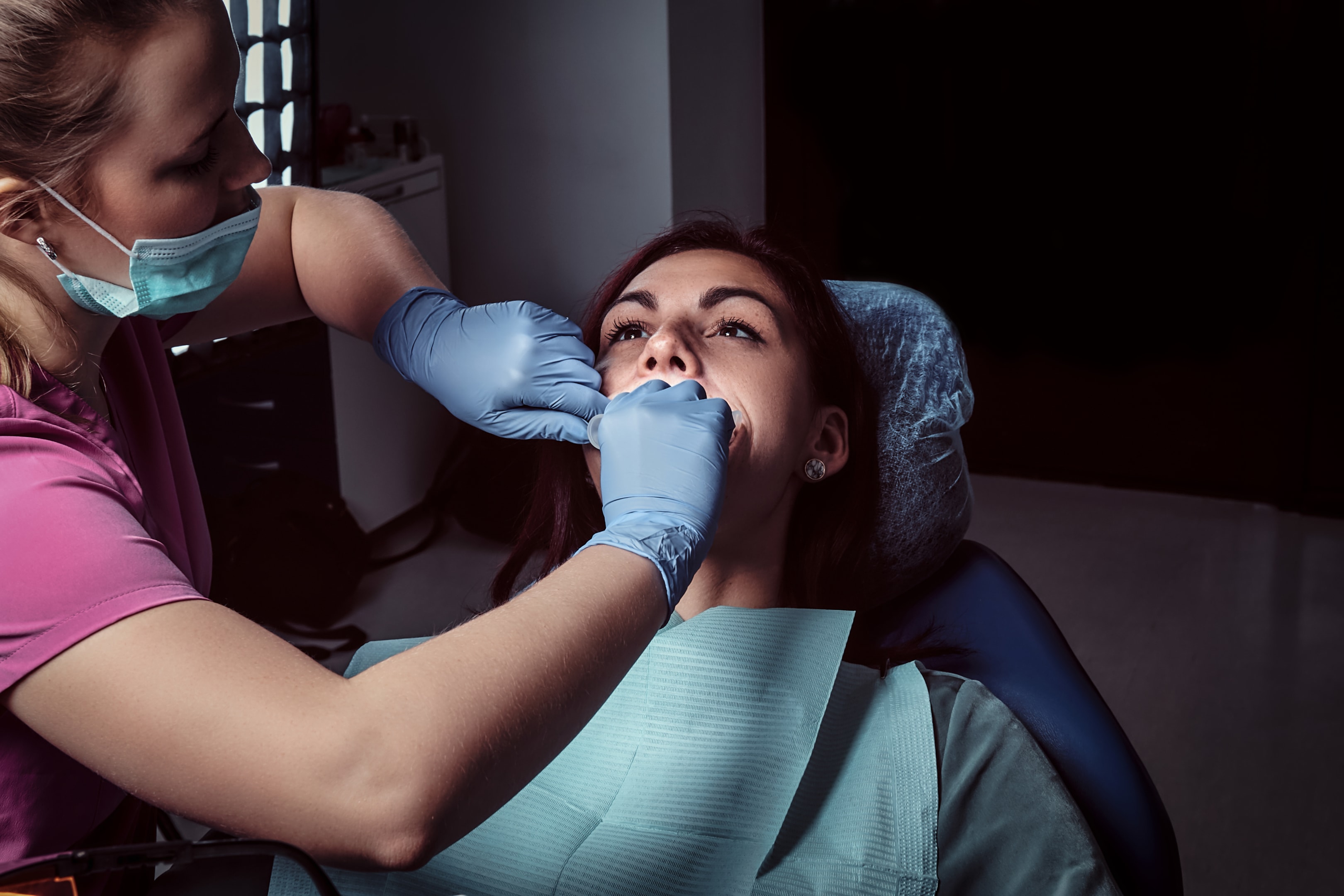 female patient being assessed for jaw function