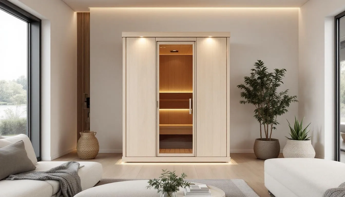 Design tips for integrating saunas into home aesthetics, showcasing light woods and minimalist styles.