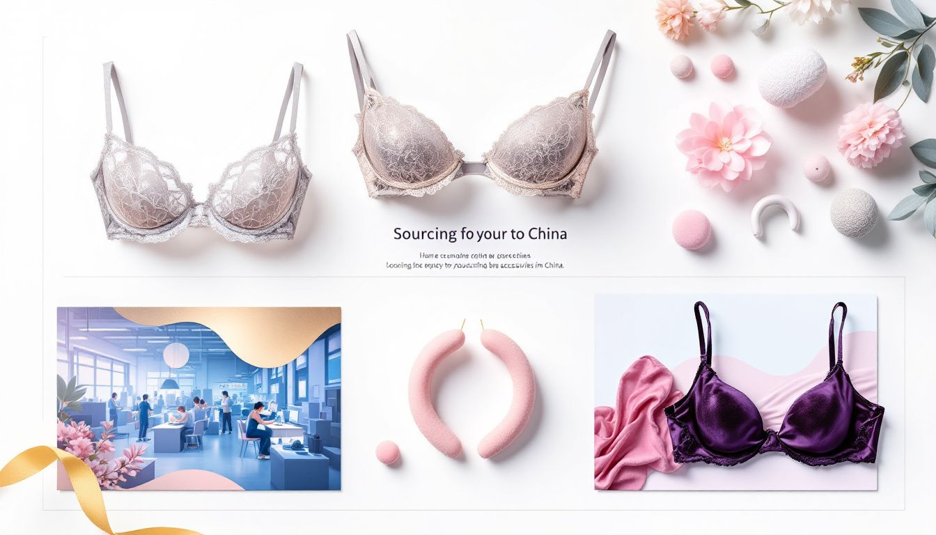 An infographic illustrating the key considerations for sourcing bra accessories from China.