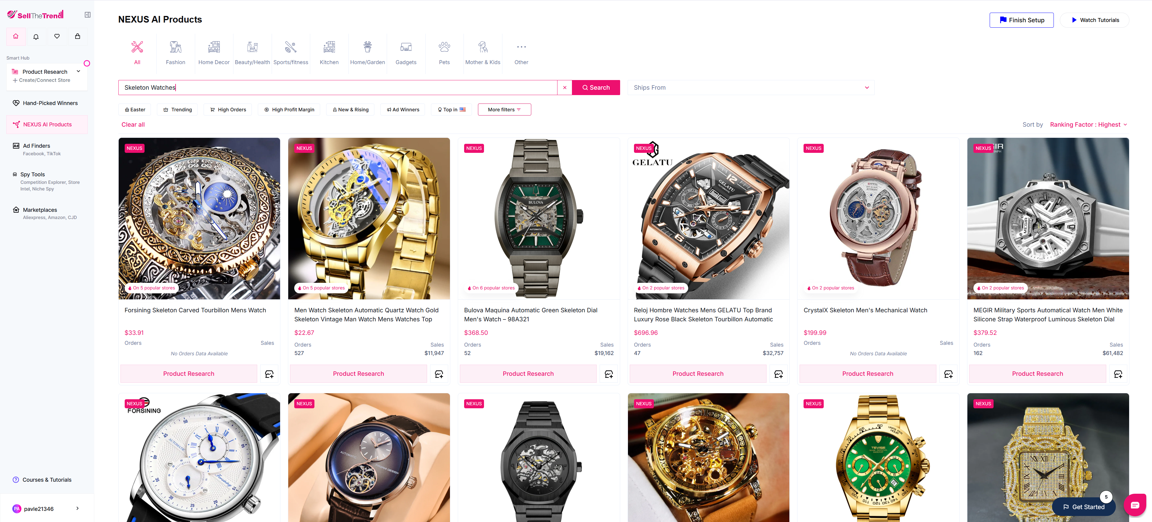 using sell the trend services to sell skeleton watches