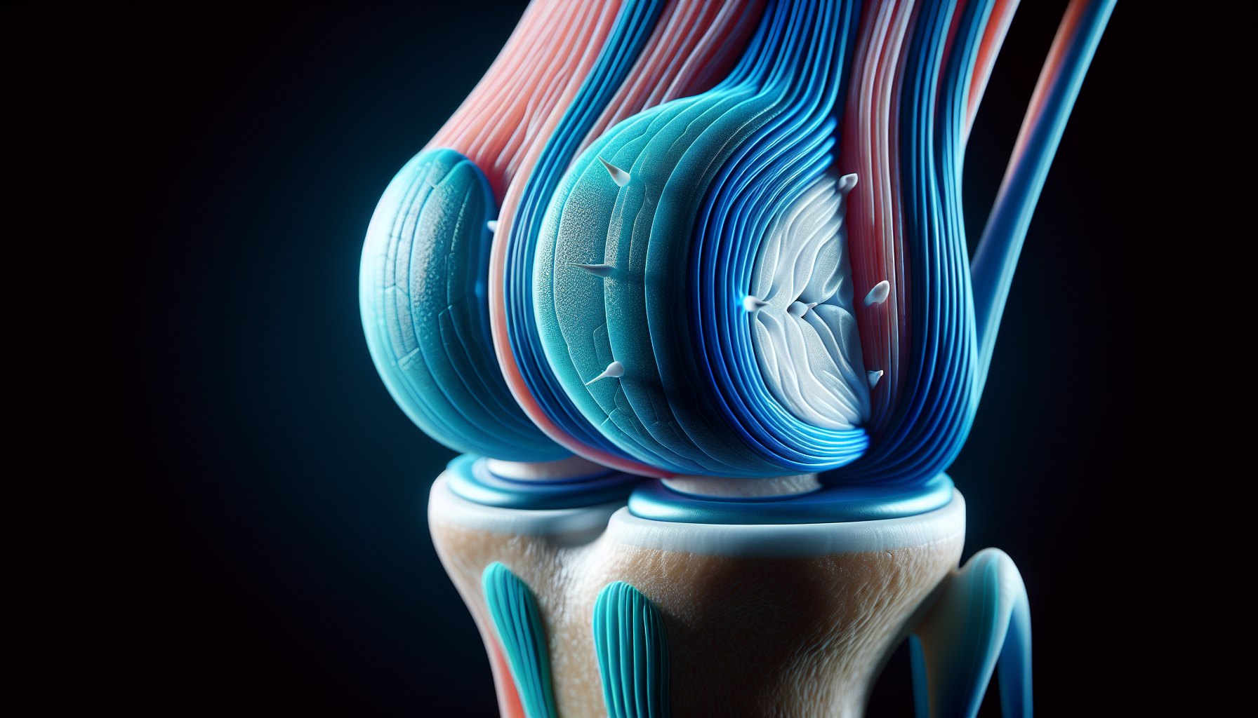 Illustration of a cross-section of the knee joint showing the meniscus and surrounding ligaments