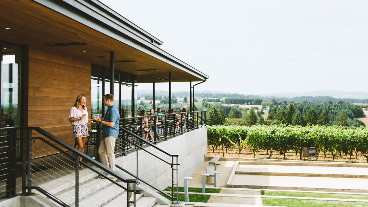 Date idea: A couple at ponzi vinyard for a portland date night