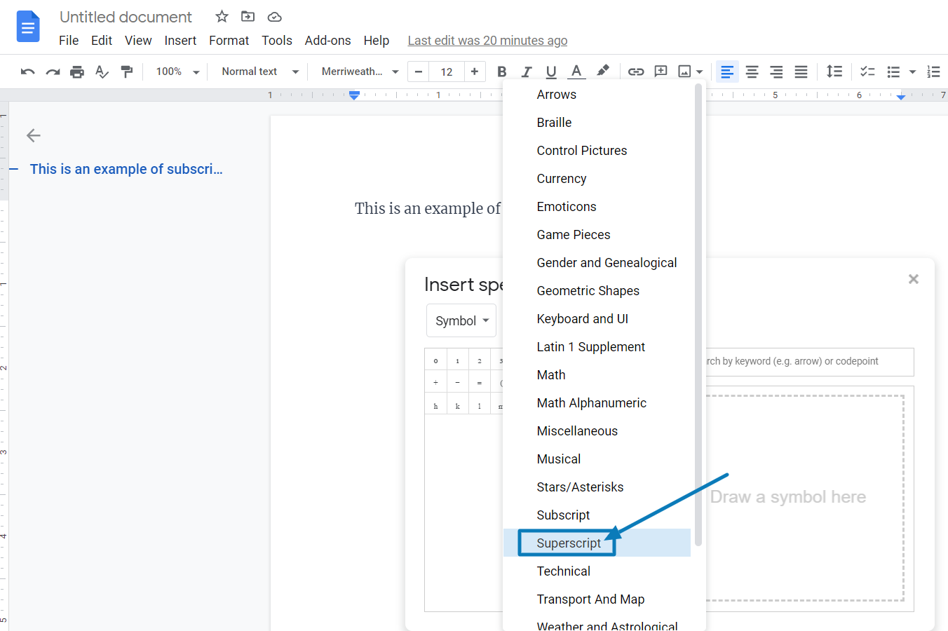 Superscript option