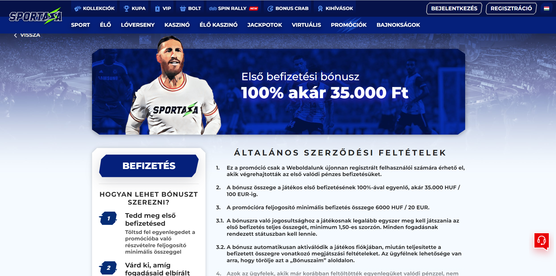 Sportaza bukméker üdvözlő ajánlat