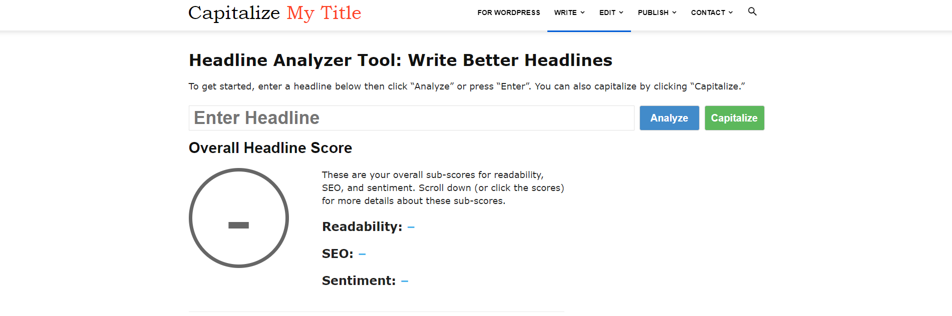 capitalize my title headline analyzer