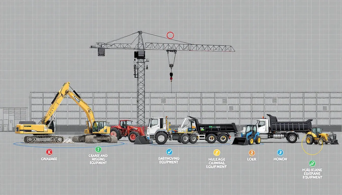 A visual representation of various coverage areas in heavy equipment insurance policies.