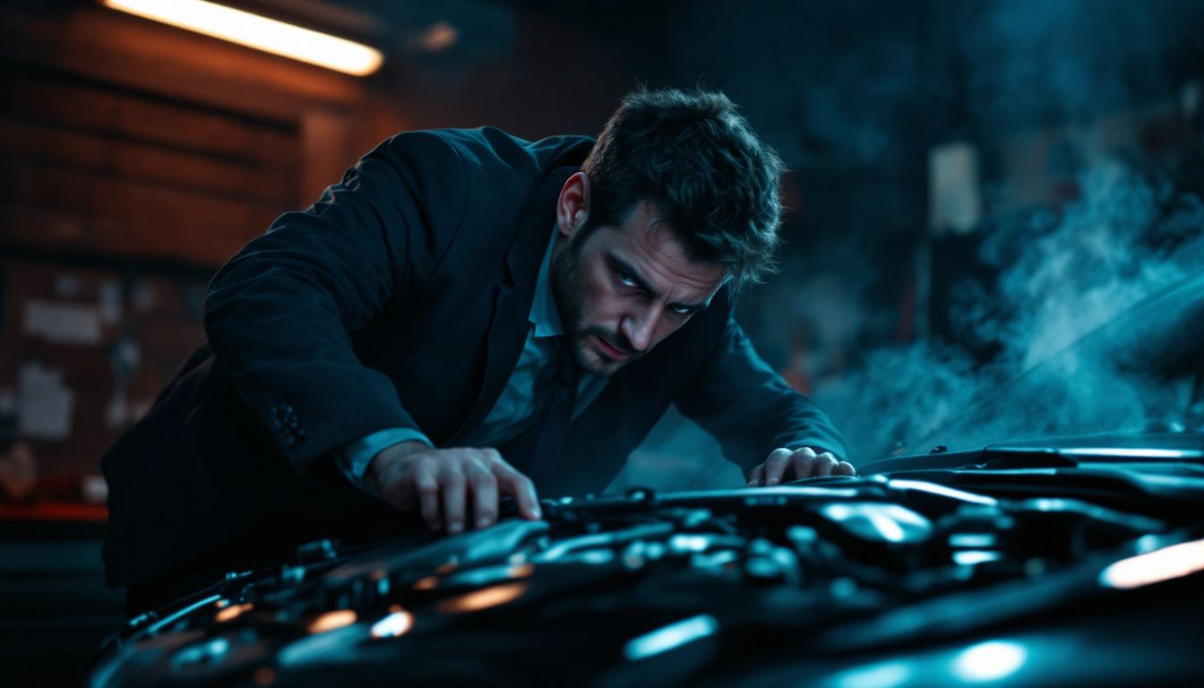 Steps to take when the BMW check engine light comes on, featuring a blurred image of a person checking under the hood.