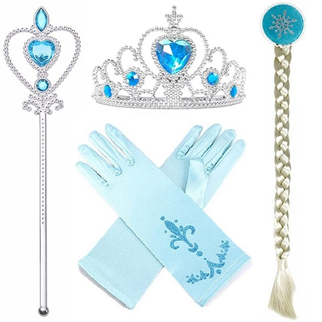 Frozen Elsa accessoire set kroon toverstaf handschoenen vlecht prinses