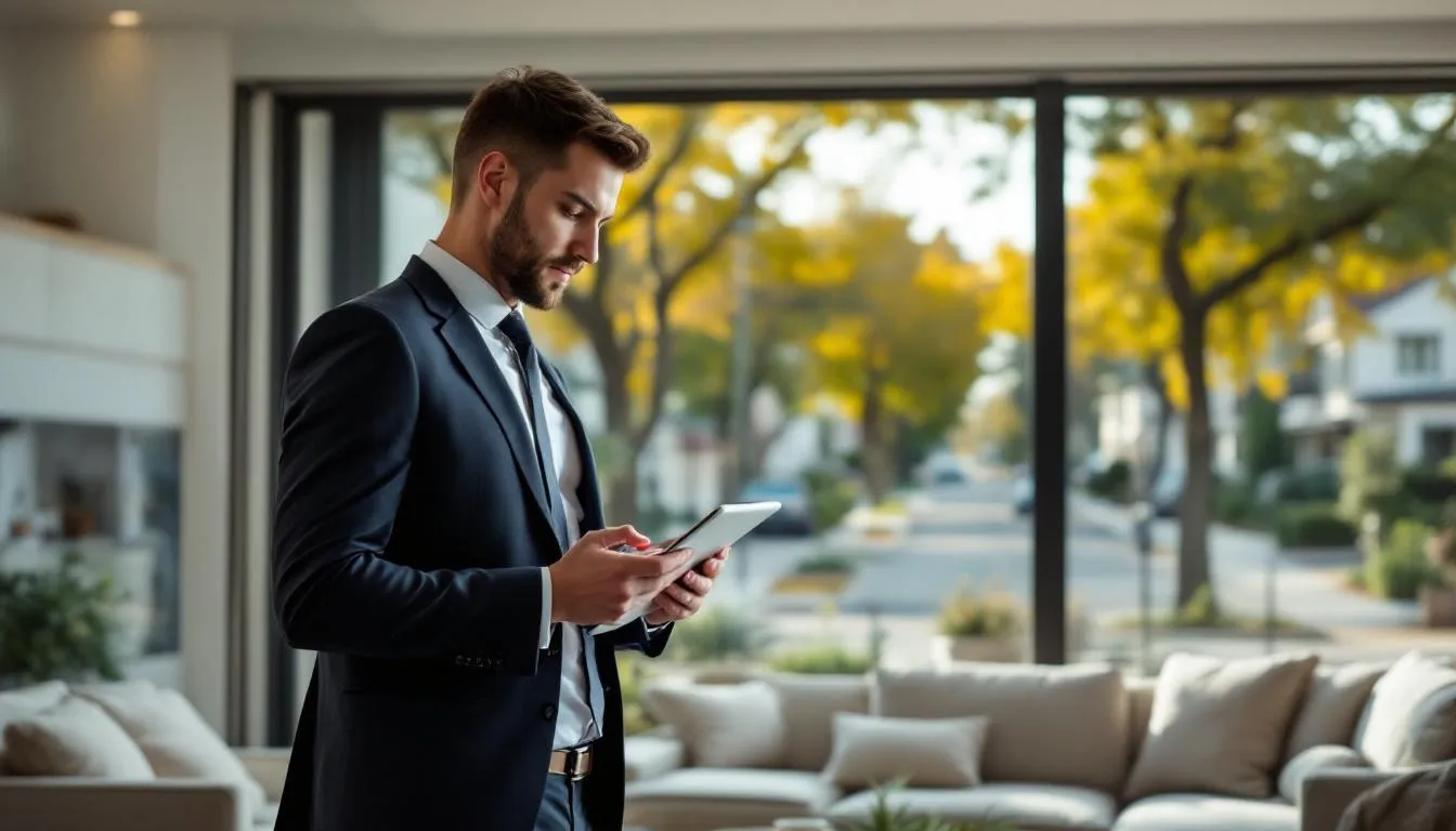 A realtor conducting a home valuation for a seller.