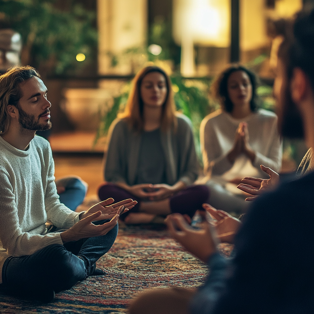 Support systems in place for individuals recovering from drug addiction, highlighting group therapy.