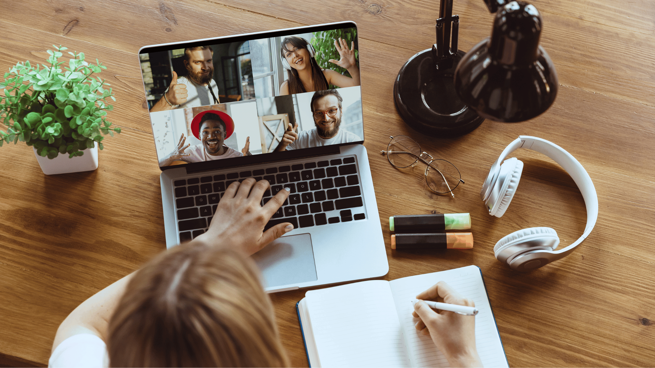 Rise of remote work: Woman in a virtual meeting.