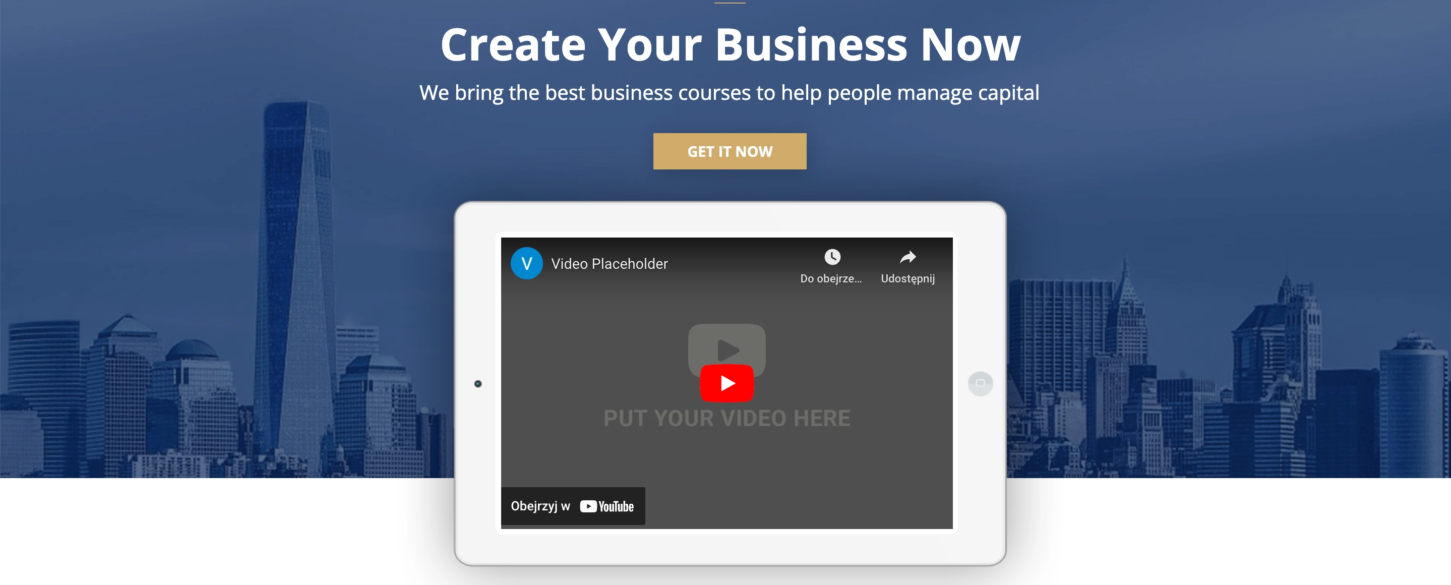 online video content on a landing page