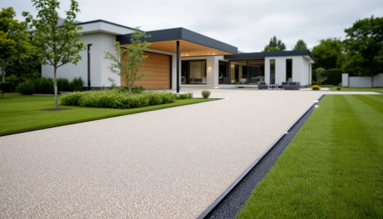An overview of a resin bound driveway showcasing its smooth surface.