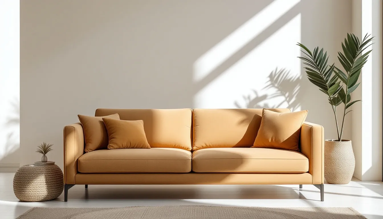 Ein Mikrofaser Sofa, das online zum Verkauf angeboten wird, mit einem ansprechenden Bild.