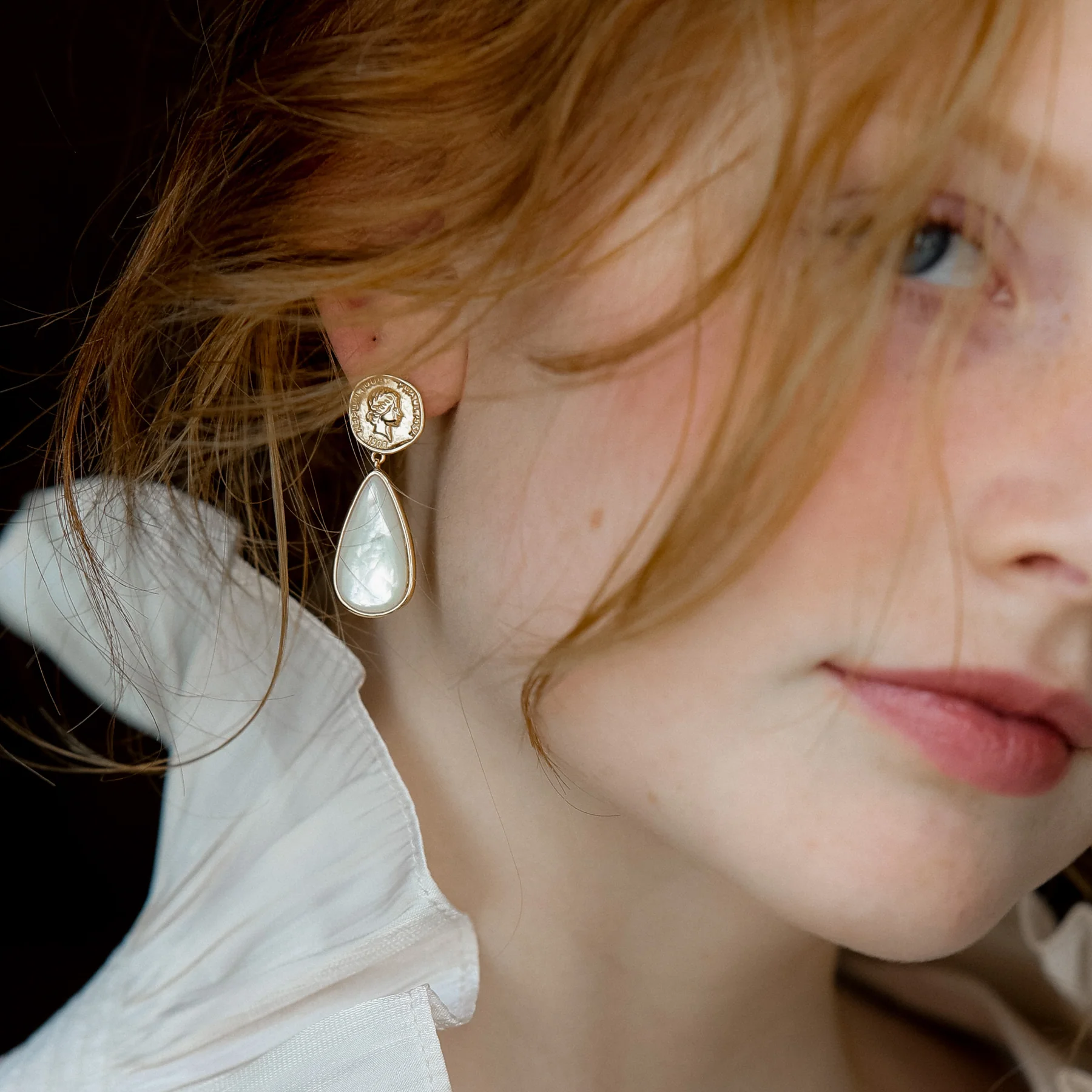 Classic Pearl Pendant Earrings by Jessica Wang