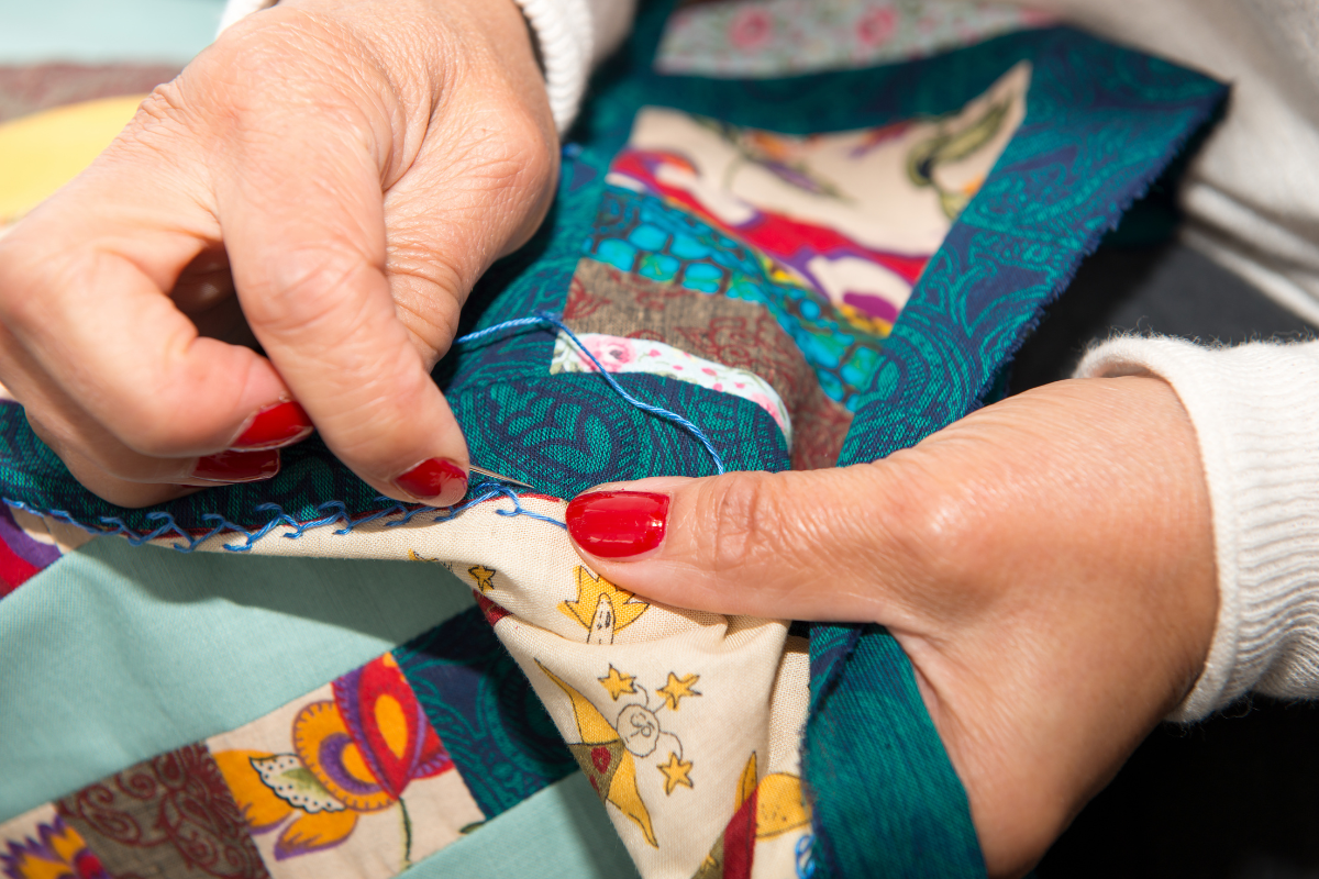 Illustration of traditional patchwork quilting