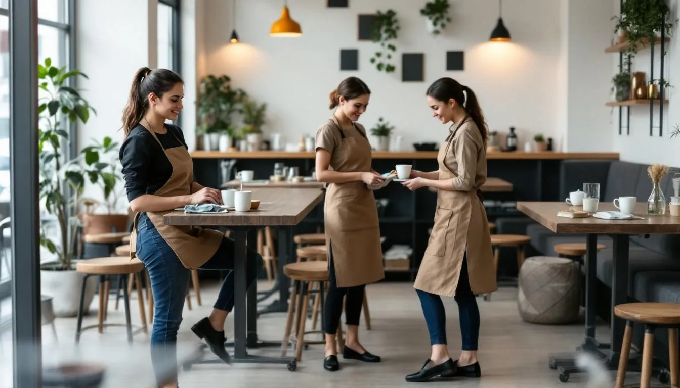 Arbeit auf Abruf Minijob: Minijobberinnen im Café-Service bei ihrer Tätigkeit – symbolisch für eine geringfügige Beschäftigung im Minijob auf Abruf mit flexiblen Arbeitszeiten.