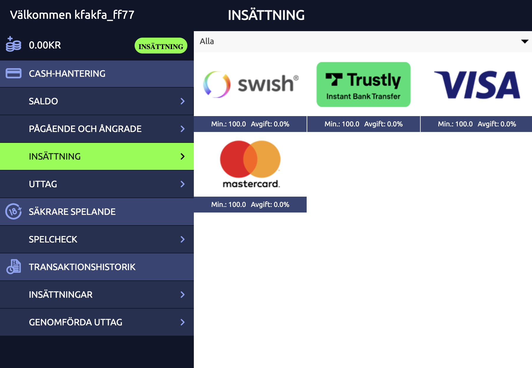 PlayKasino insättning med Swish, Trustly och Visa – betalningsmetoder hos Play Kasino online casino