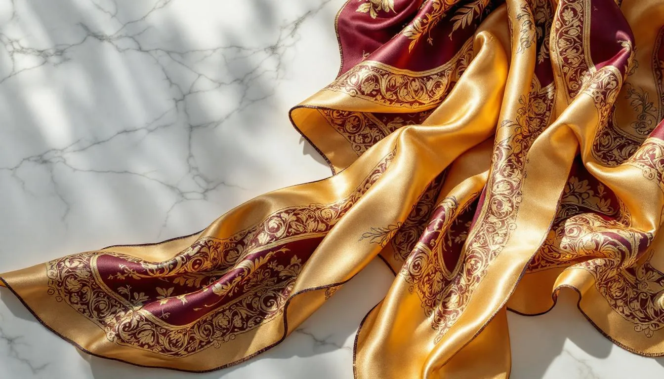 A beautifully designed personalized silk scarf, showcasing luxurious fabric and intricate patterns.