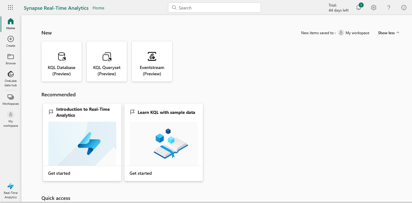 Synapse real-time analytics homepage