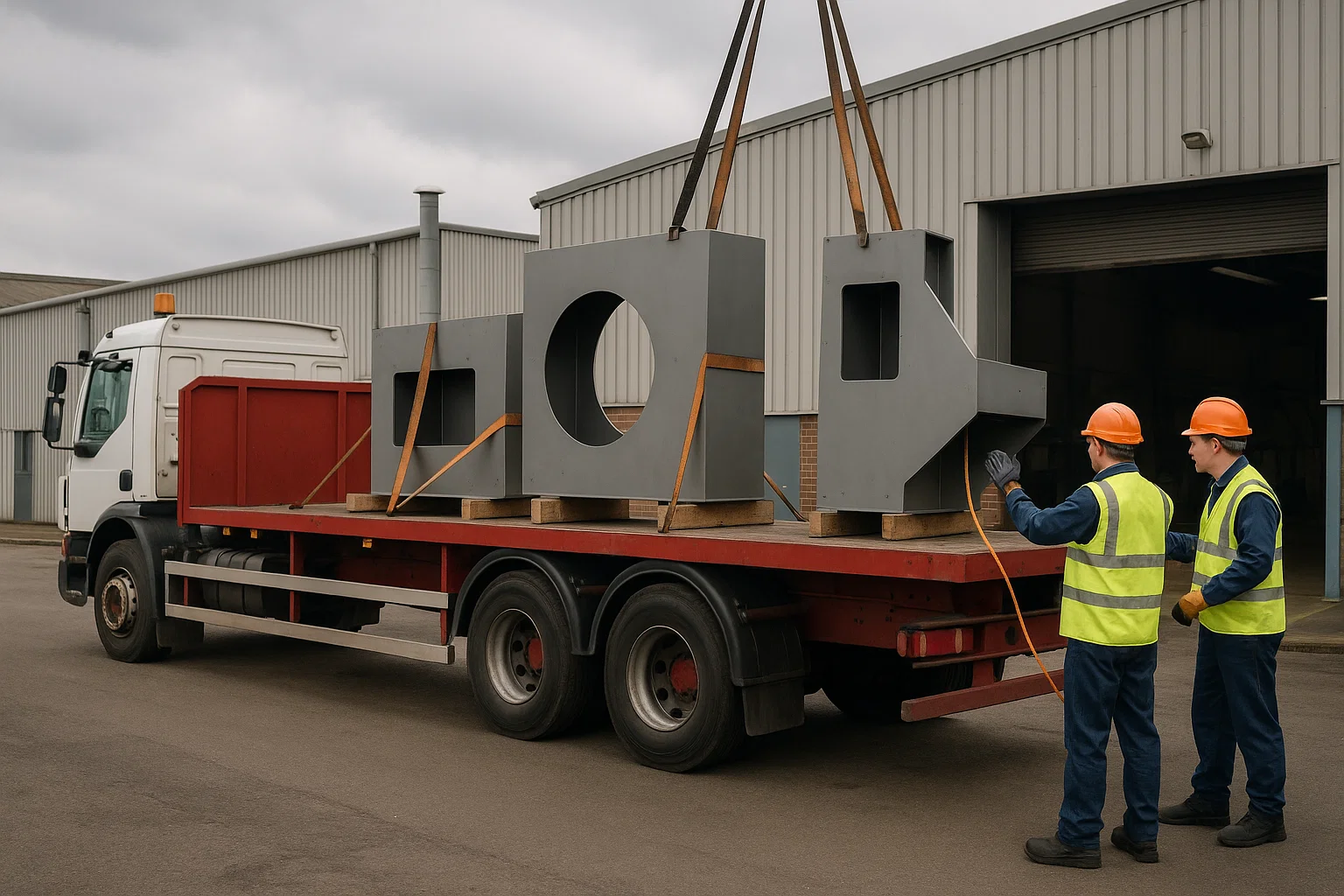 “On-site support and transport for industrial sheet metal fabrication delivery”