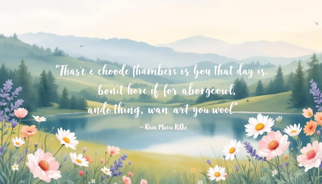 Ein Zitat von Rainer Maria Rilke, umgeben von schönen Blumen, das Trost spendet.