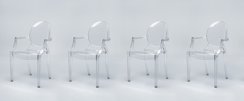 The Louise Ghost Chair by Philippe Starck, a contemporary design icon.