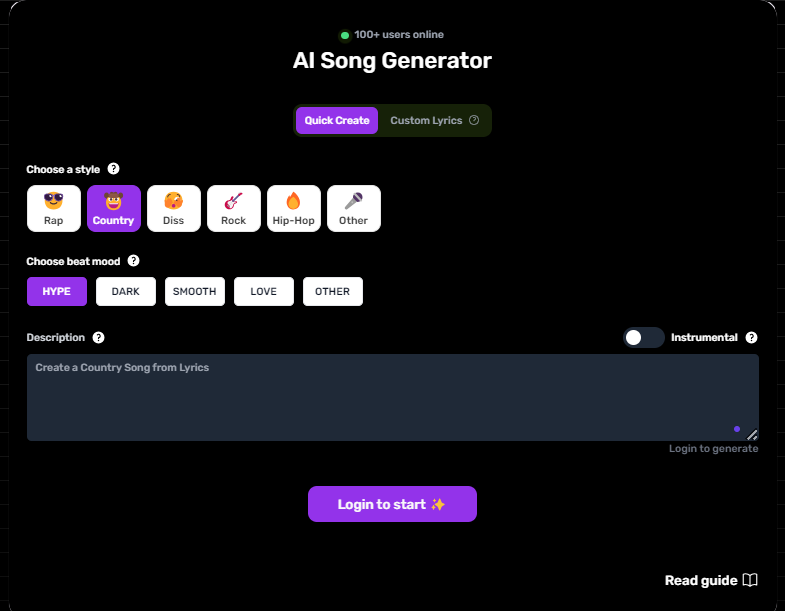 SendFame AI Country Music Generator