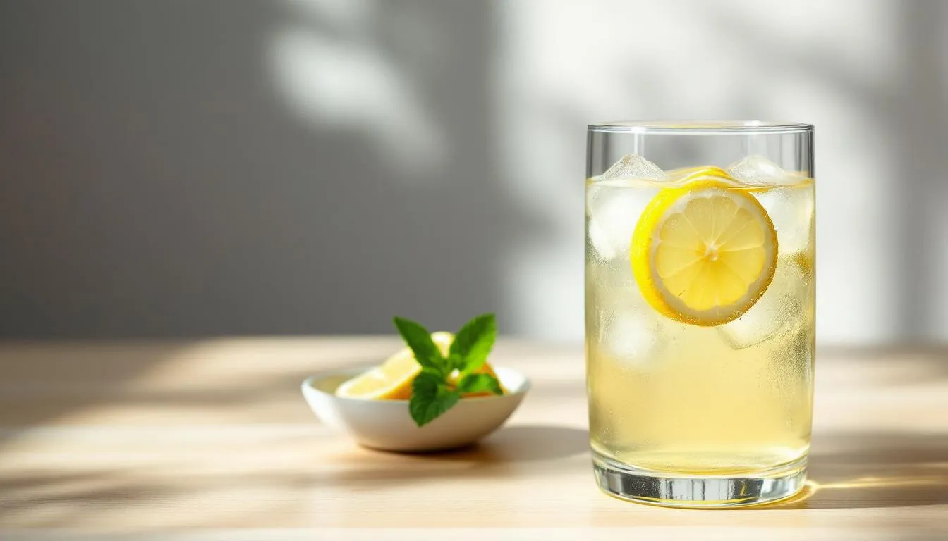 A refreshing glass of lemon water sits on a wooden table, surrounded by fresh lemons, symbolizing a weight loss remedy. This image highlights the potential health benefits of drinking lemon juice for weight loss, emphasizing its role in boosting metabolism and promoting overall well-being.