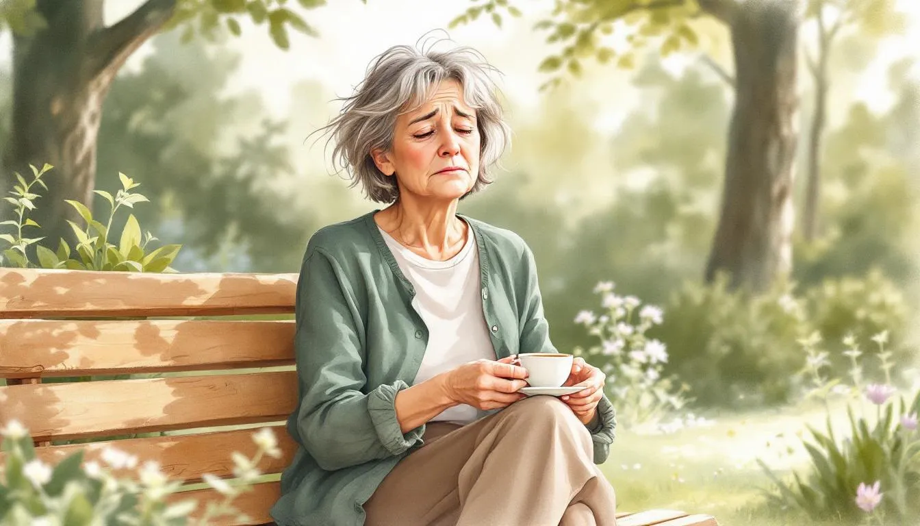 An illustration depicting menopausal fatigue and its symptoms.