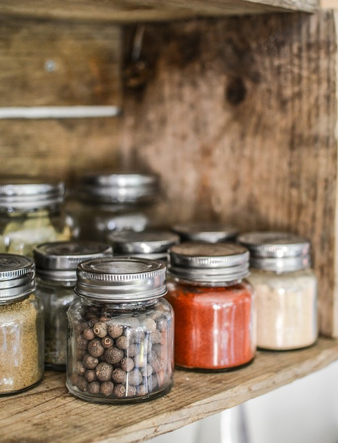 spices, shelf, jar