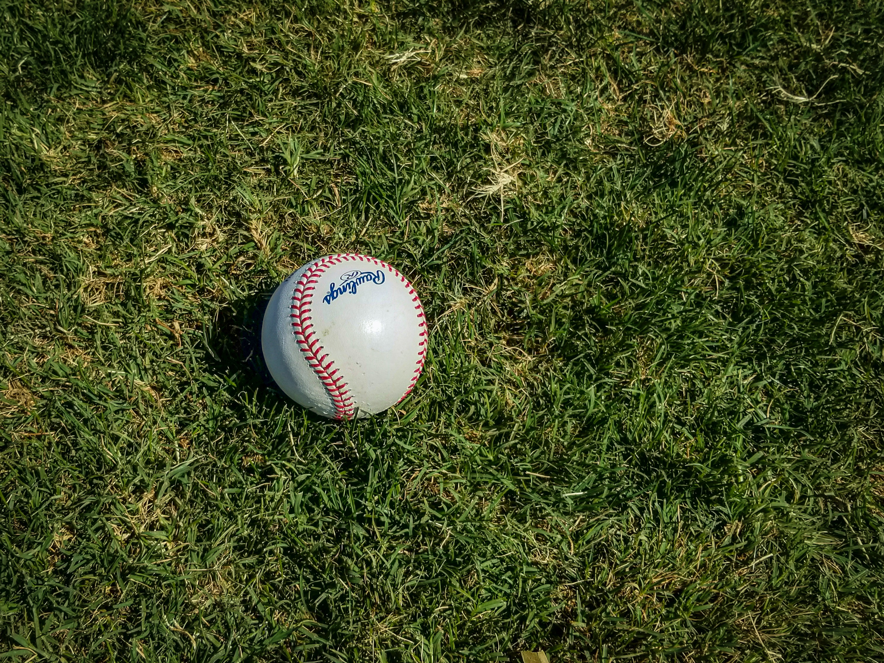 A baseball on a field