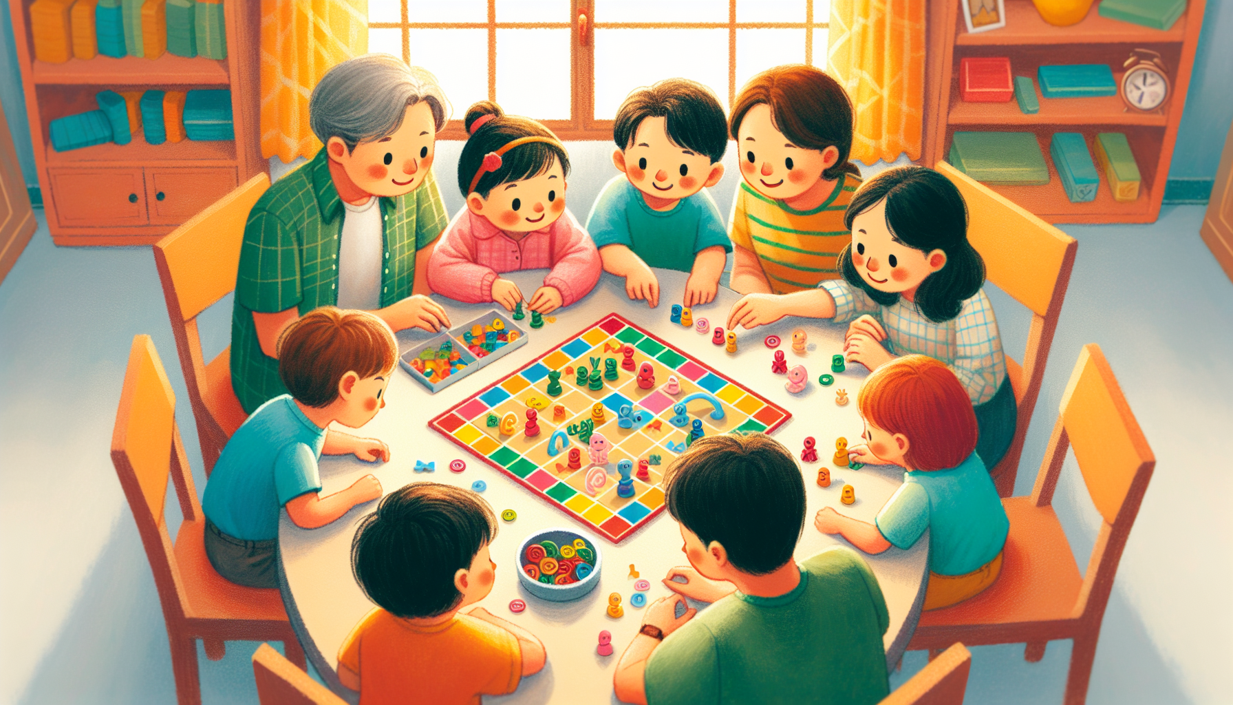Bambini con autismo che giocano a un gioco da tavolo
