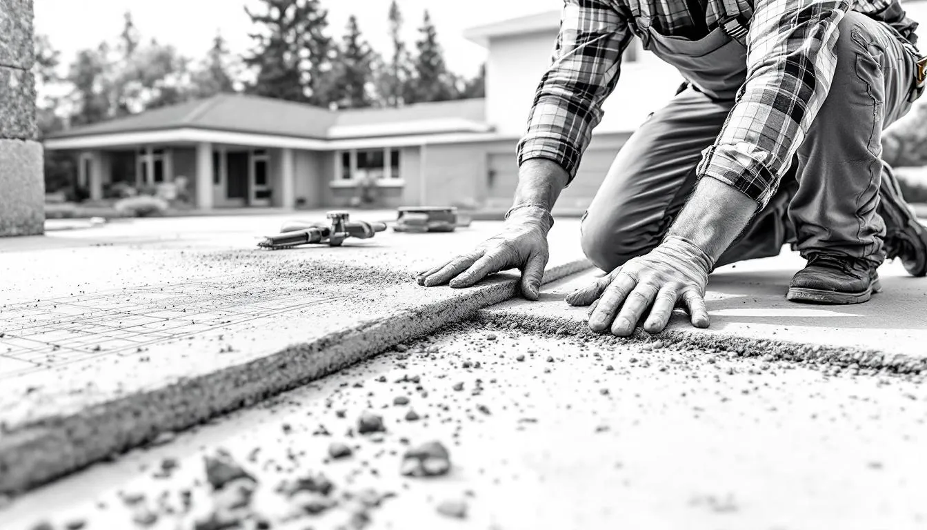 Professional concrete repairs on a driveway